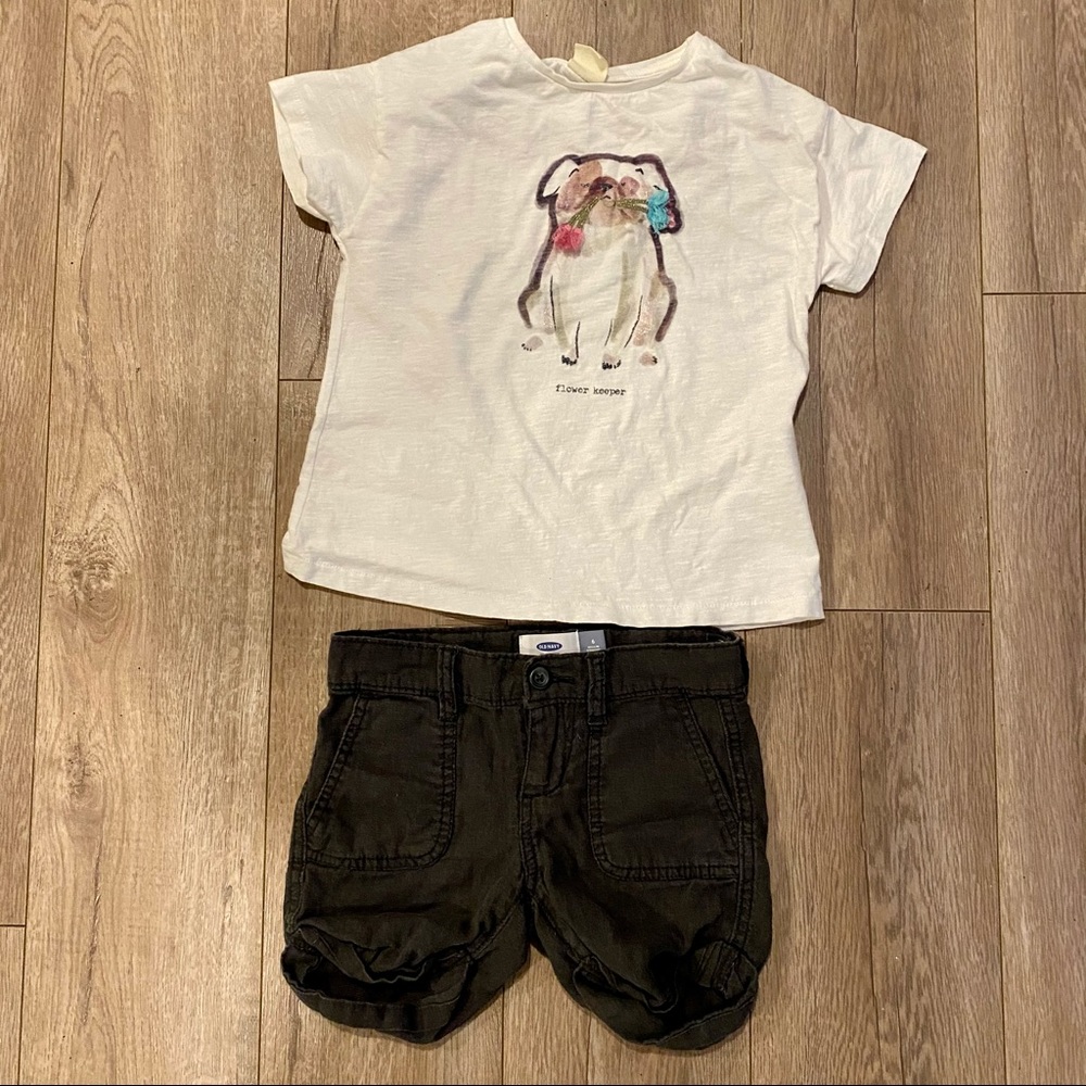 2PCS BUNDLE SZ 6 GIRLS OLD NAVY SHORTS & ZARA TEE